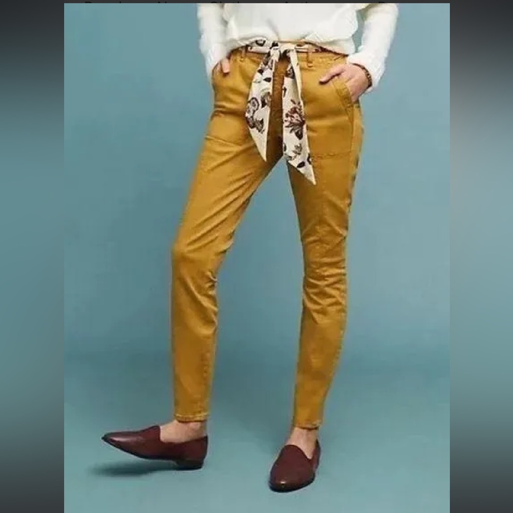 Anthropologie Women's Jefferson Mustard Yellow Slim Utility Pants